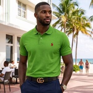 Polo by Ralph Lauren Bright Green Short-Sleeve Polo with Red Pony